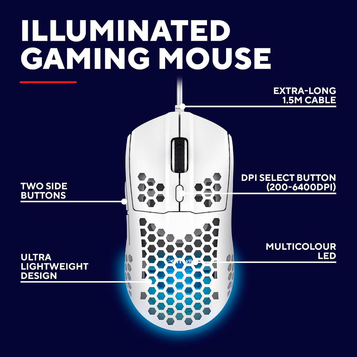 Helox USB White Gaming Mouse Superlight 65G