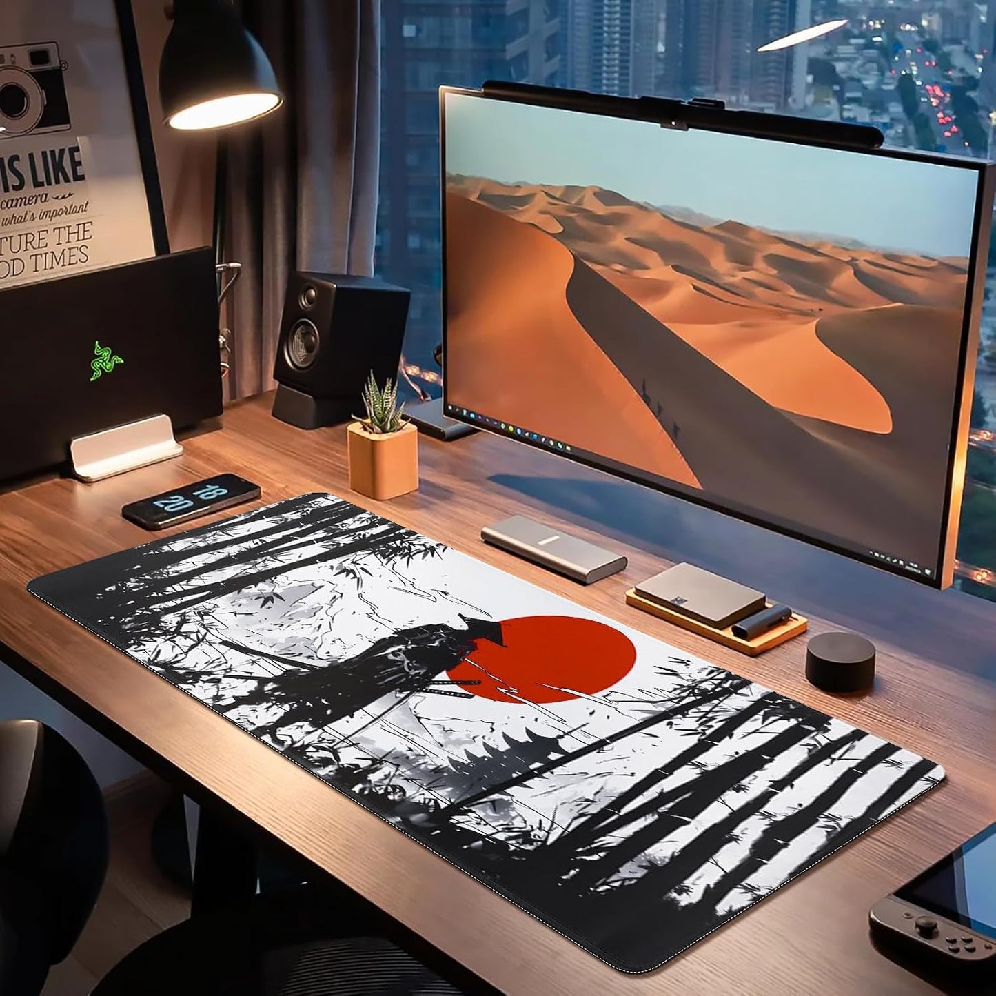 Large Gaming Mouse Pad (800 X 300 X 3 MM) XL Extended Desk Mat, Japanese Mouse Mat, Gaming Keyboard Mousepad, Big Desk Pad with Non-Slip Base and Stitched Edge for Office/Gaming.(B18)