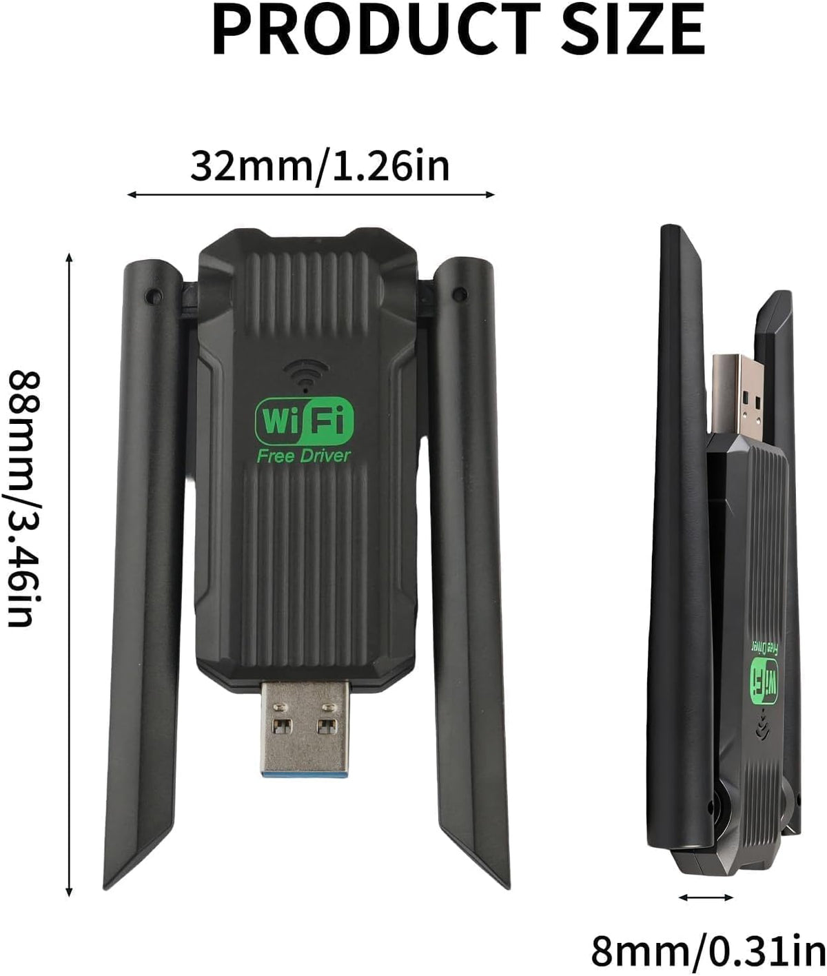 1300Mbps Wifi Dongle, USB 3.0 Wireless Wifi Adapter with 5Dbi Dual Band