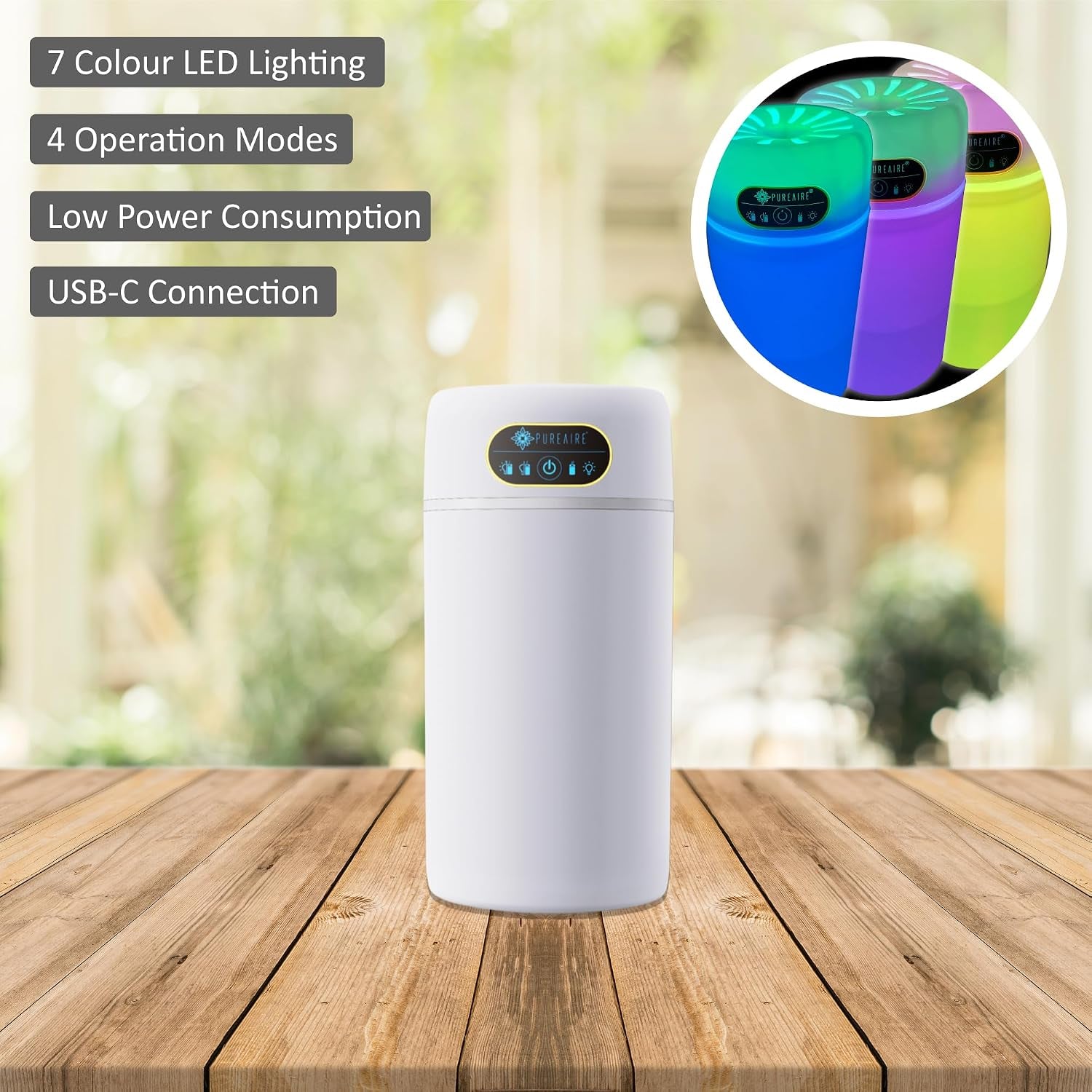 Cool Mist Humidifier for Bedroom Home Office Diffusers for Home LED Ultrasonic Air Humidifier 800Ml Water Tank USB (White) Air Diffuser Scent Baby Nursery