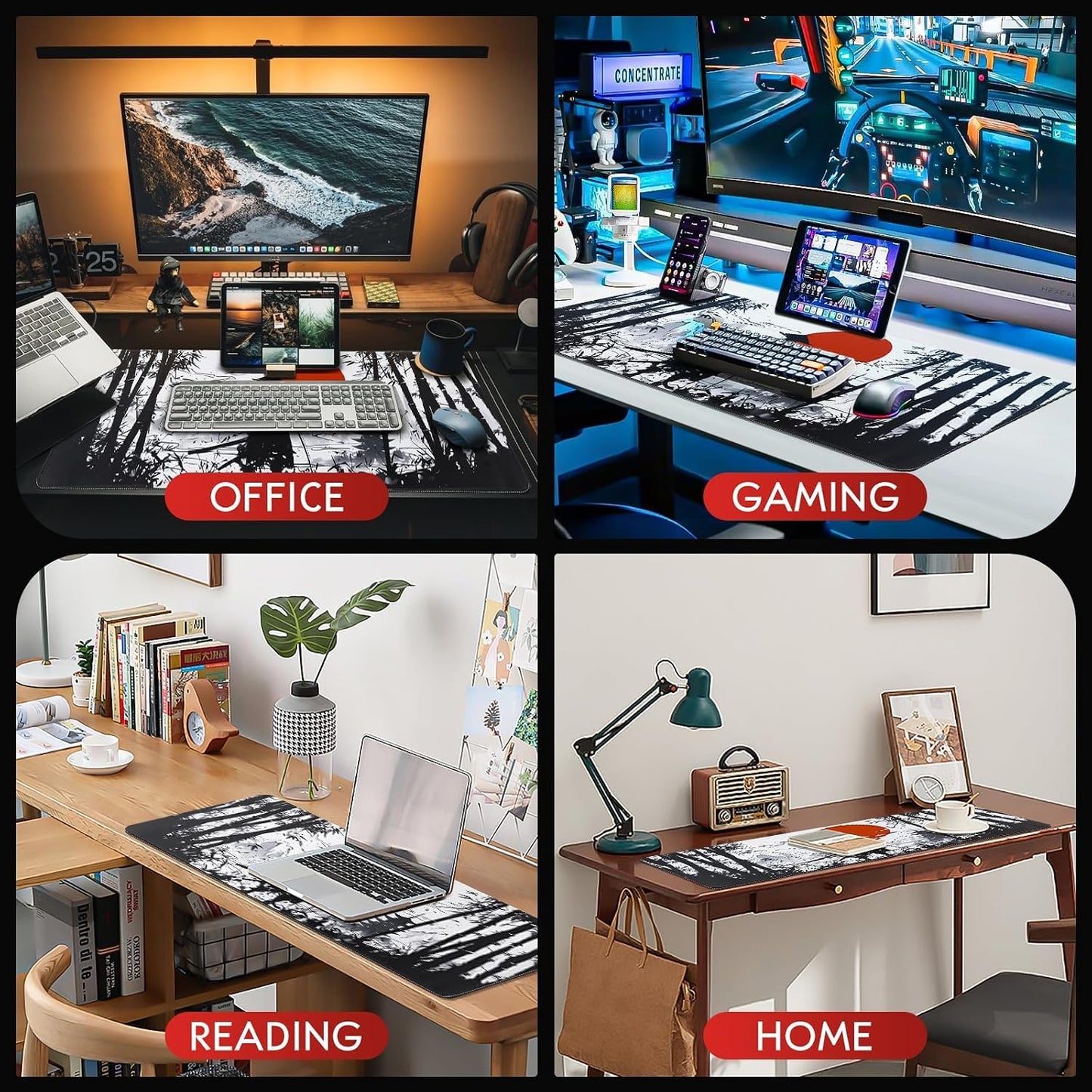 Large Gaming Mouse Pad (800 X 300 X 3 MM) XL Extended Desk Mat, Japanese Mouse Mat, Gaming Keyboard Mousepad, Big Desk Pad with Non-Slip Base and Stitched Edge for Office/Gaming.(B18)