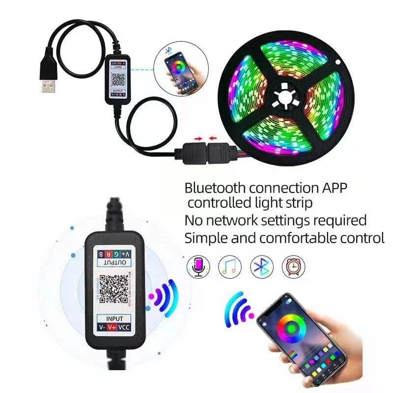 5050 TV Led Backlight RGB Led Strip Light 1-4 Meter Bluetooth APP Control USB TV